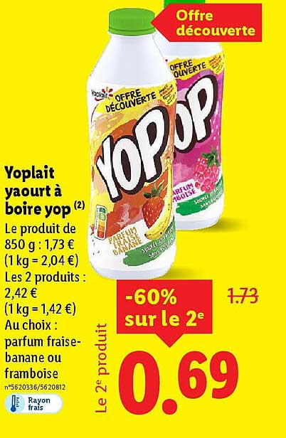 Offre découverte - Yoplait yaourt à boire yop