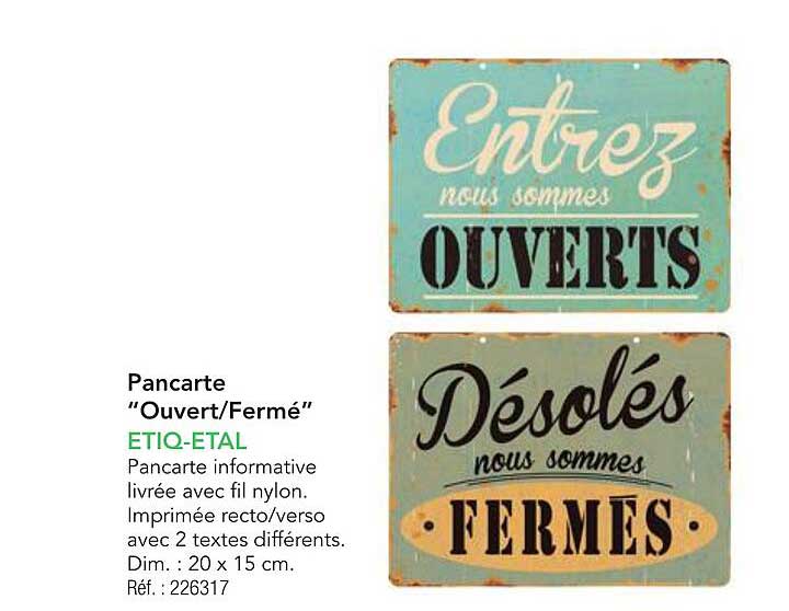 Pancarte "Ouvert/Fermé"