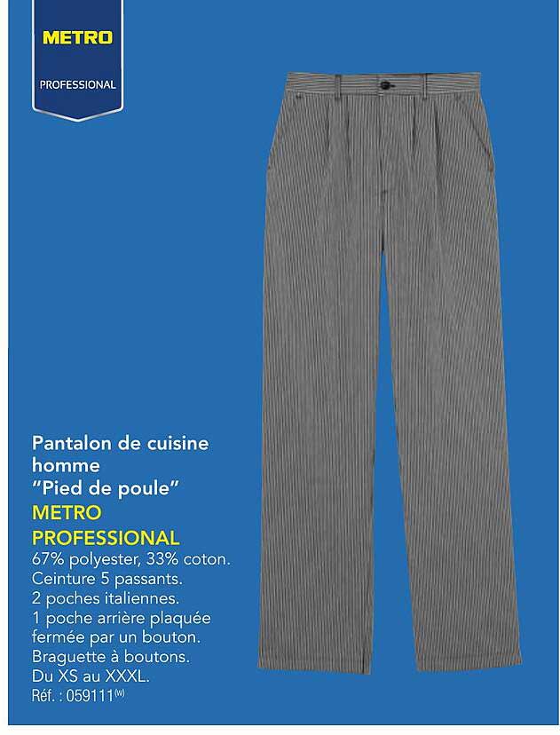 Pantalon de cuisine homme "Pied de poule"