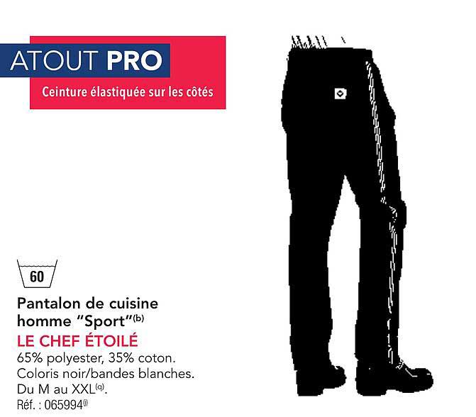 Pantalon de cuisine homme “Sport”