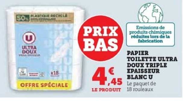 PAPIER TOILETTE ULTRA DOUX TRIPLE EPAISSEUR BLANC U