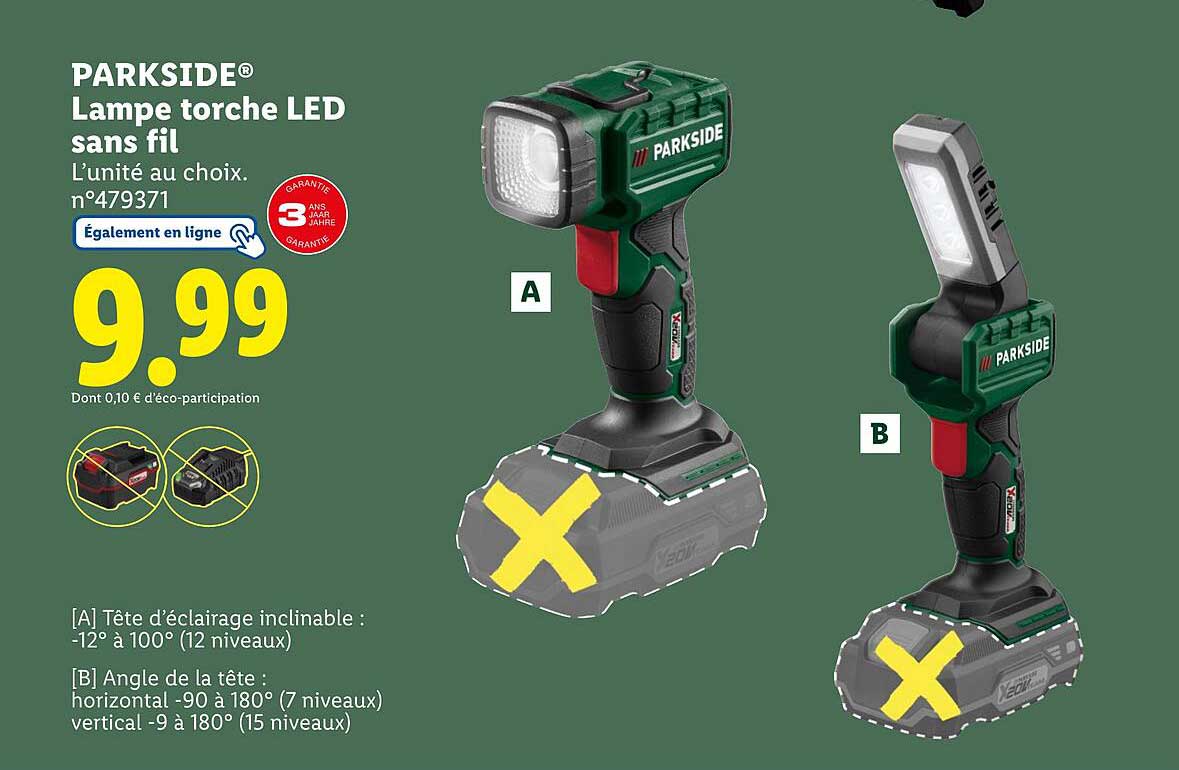 PARKSIDE® Lampe torche LED sans fil