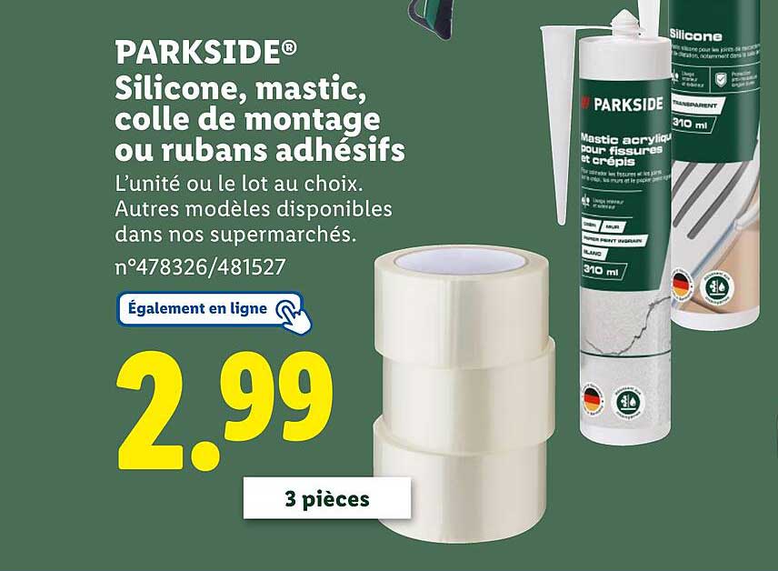 PARKSIDE® Silicone, mastic, colle de montage ou rubans adhésifs