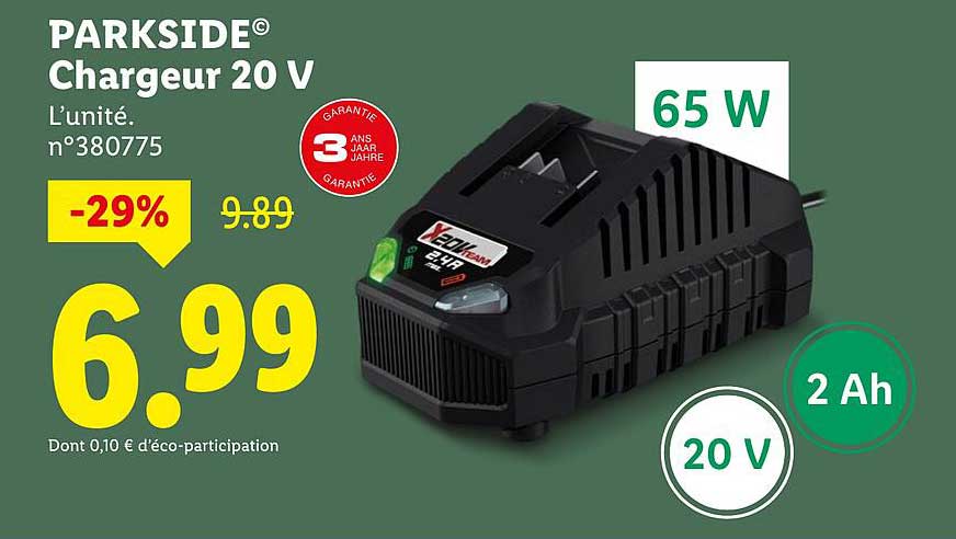 PARSKIDE® Chargeur 20 V