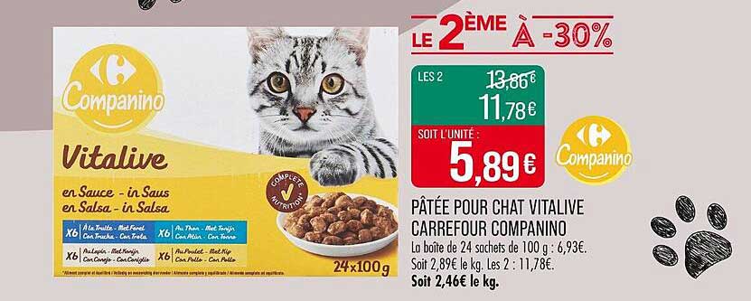 Pâtée pour Chat Vitalive Carrefour Companino