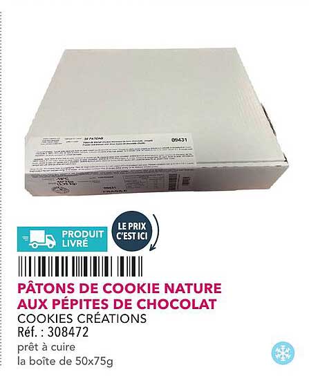 PÂTONS DE COOKIE NATURE AUX PÉPITES DE CHOCOLAT