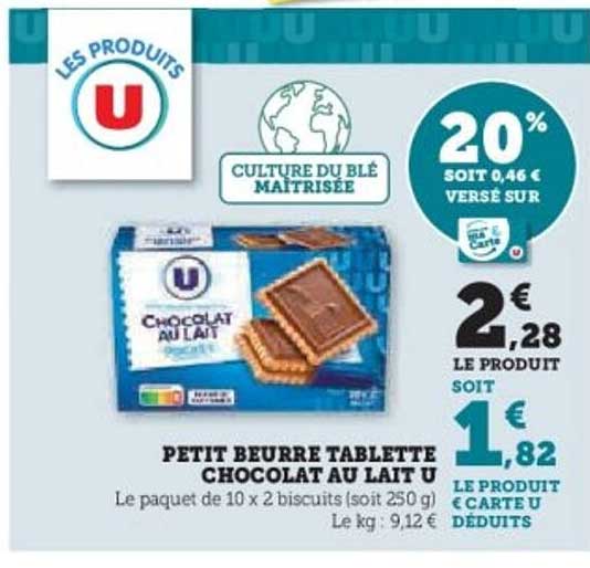 PETIT BEURRE TABLETTE CHOCOLAT AU LAIT U