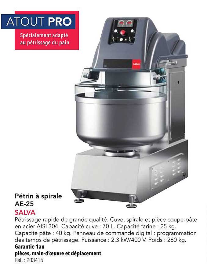 Pétrin à spirale AE-25 SALVA
