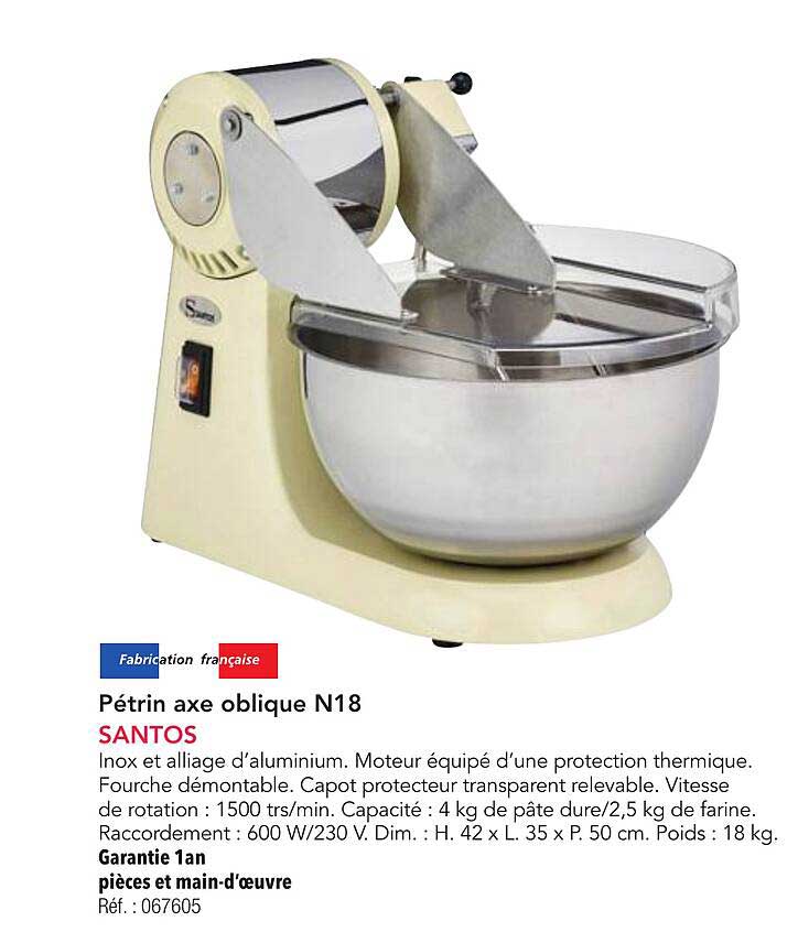Pétrin axe oblique N18
