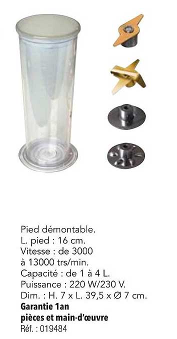 Pied démontable.