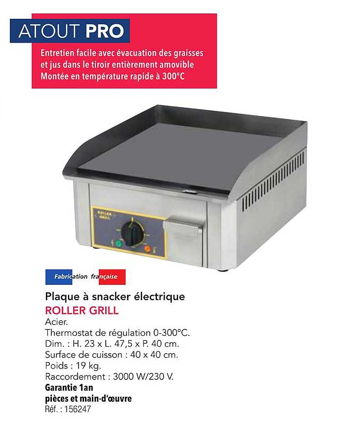 Plaque à snacker électrique ROLLER GRILL