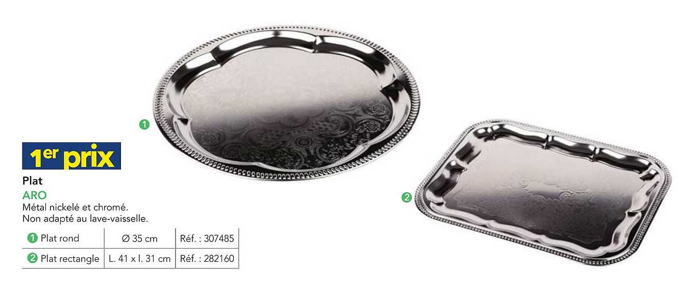 Plat ARO en métal nickelé et chromé