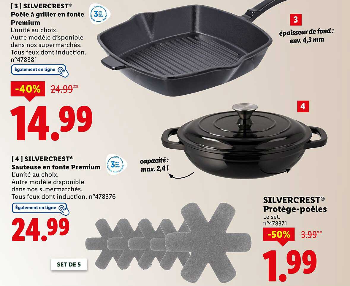 Poêle à griller en fonte Premium