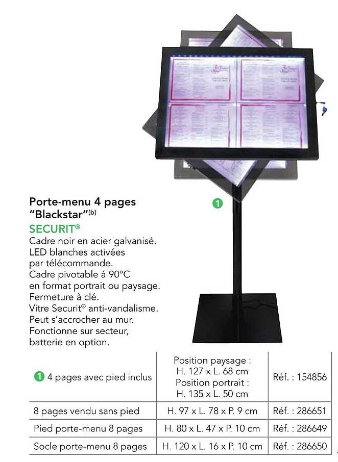 Porte-menu 4 pages "Blackstar"