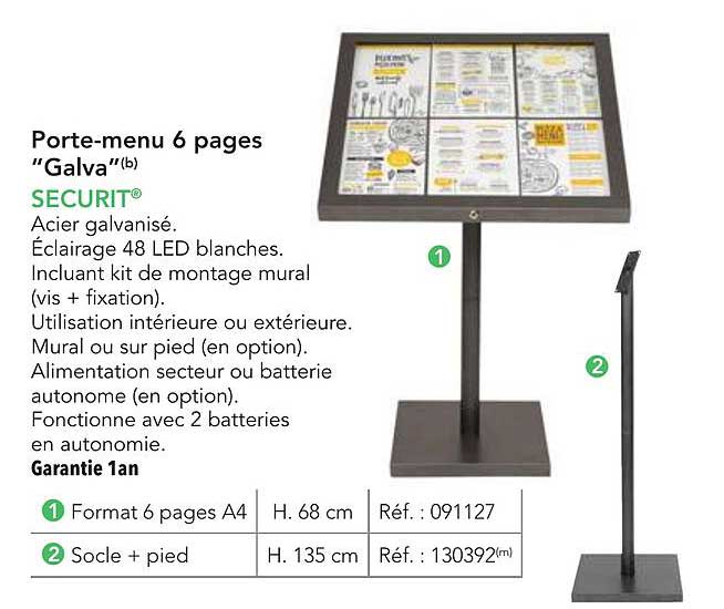 Porte-menu 6 pages "Galva"
