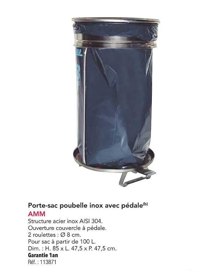 Porte-sac poubelle inox avec pédale