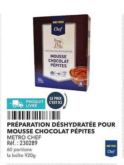 PRÉPARATION DÉSHYDRATÉE POUR MOUSSE CHOCOLAT PÉPITES