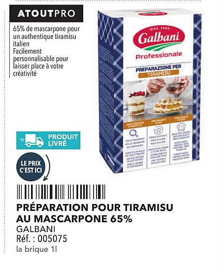 PRÉPARATION POUR TIRAMISU AU MASCARPONE 65%