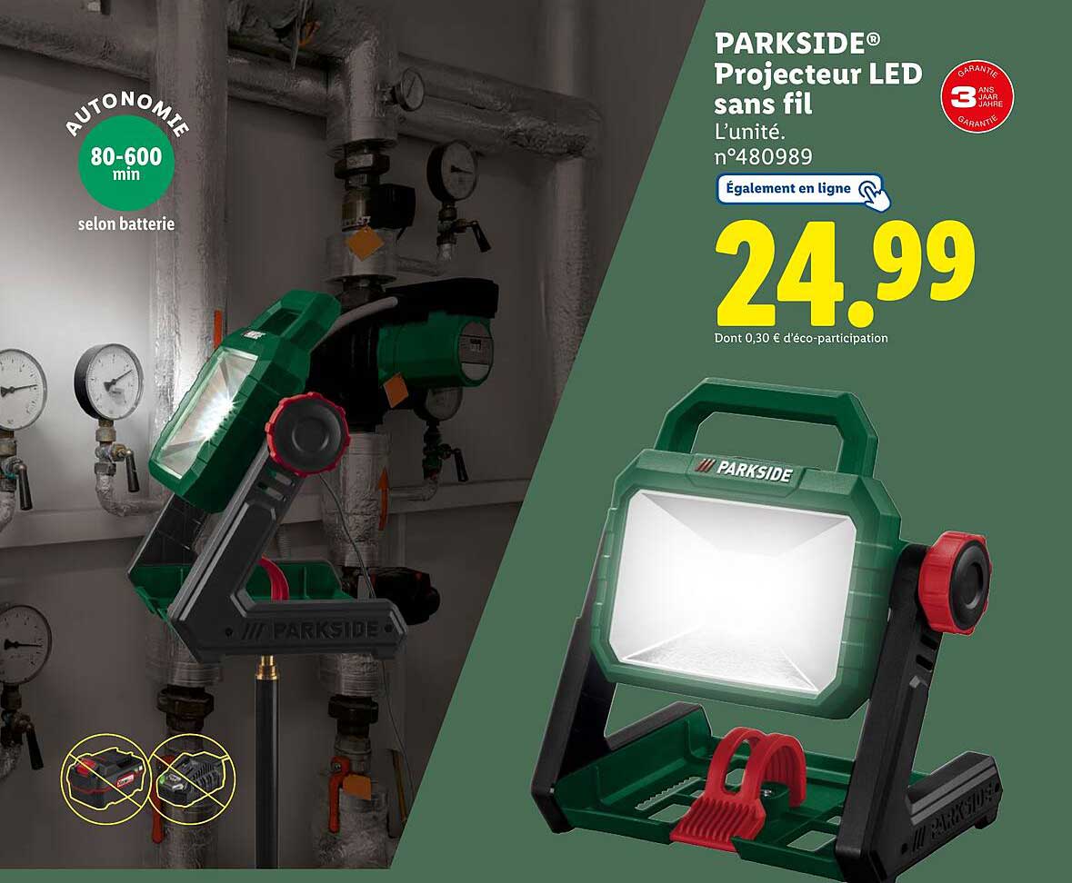 Projecteur LED sans fil PARKSIDE