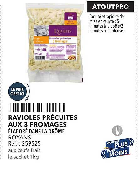 Ravioles précuites aux 3 fromages