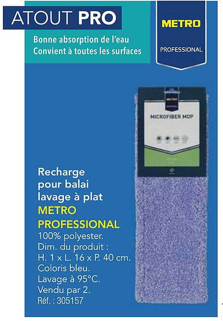 Recharge pour balai lavage à plat METRO PROFESSIONAL