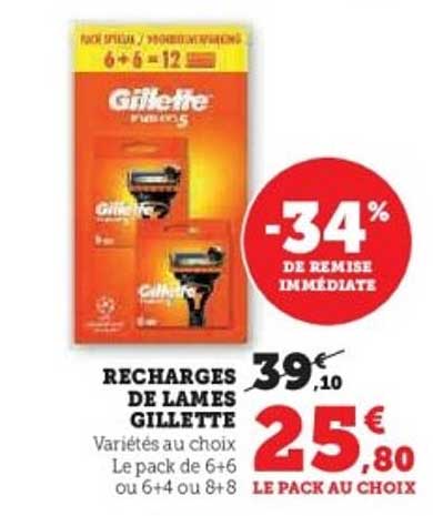 RECHARGES DE LAMES GILLETTE
