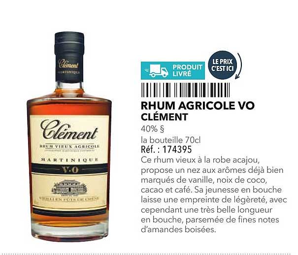 RHUM AGRICOLE VO CLÉMENT