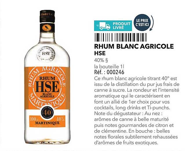 RHUM BLANC AGRICOLE HSE