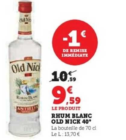 RHUM BLANC OLD NICK 40°
