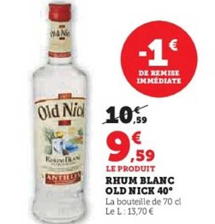 RHUM BLANC OLD NICK 40°