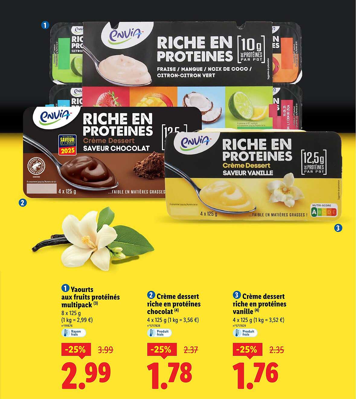 Riche en protéines - Crème dessert chocolat et vanille