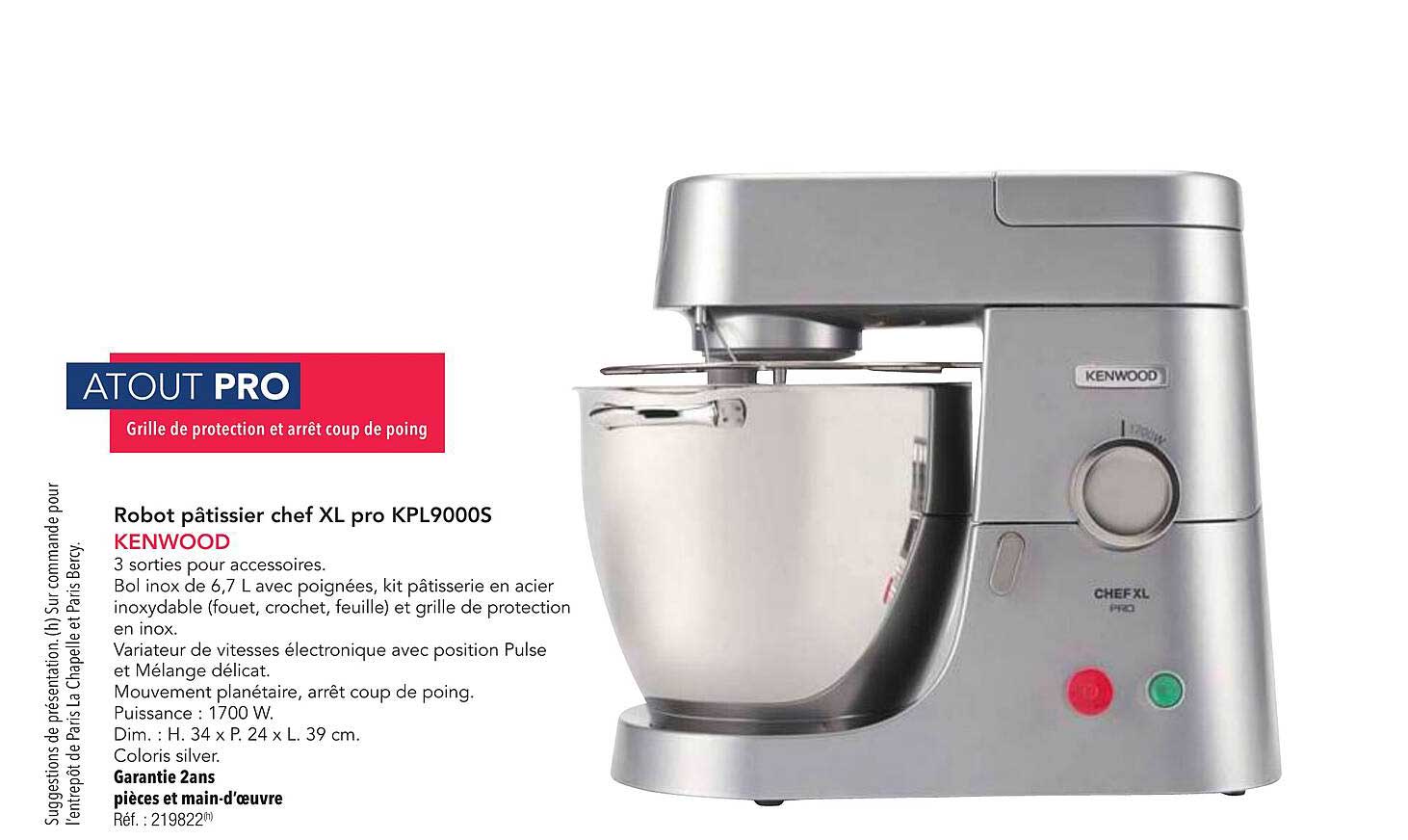 Robot pâtissier chef XL pro KPL9000S KENWOOD