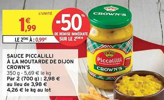 SAUCE PICCALILLI À LA MOUTARDE DE DIJON CROWN'S