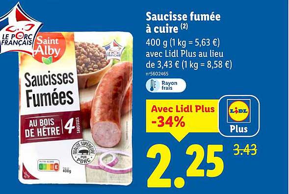 Saucisse fumée à cuire