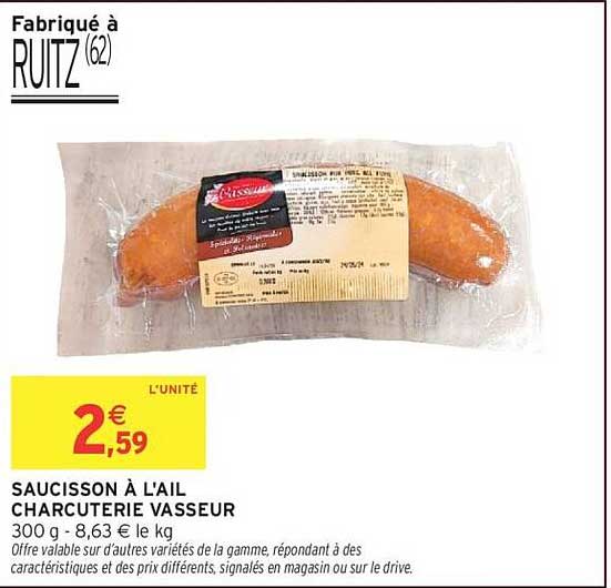SAUCISSON À L'AIL CHARCUTERIE VASSEUR