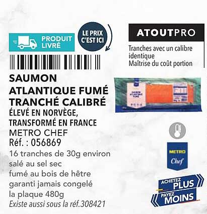 SAUMON ATLANTIQUE FUMÉ TRANCHÉ CALIBRÉ