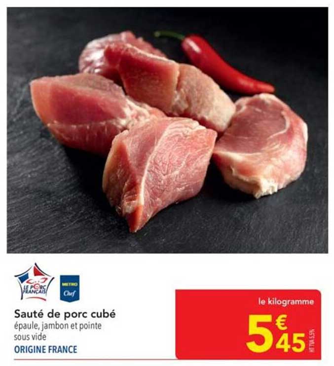 Sauté de porc cubé