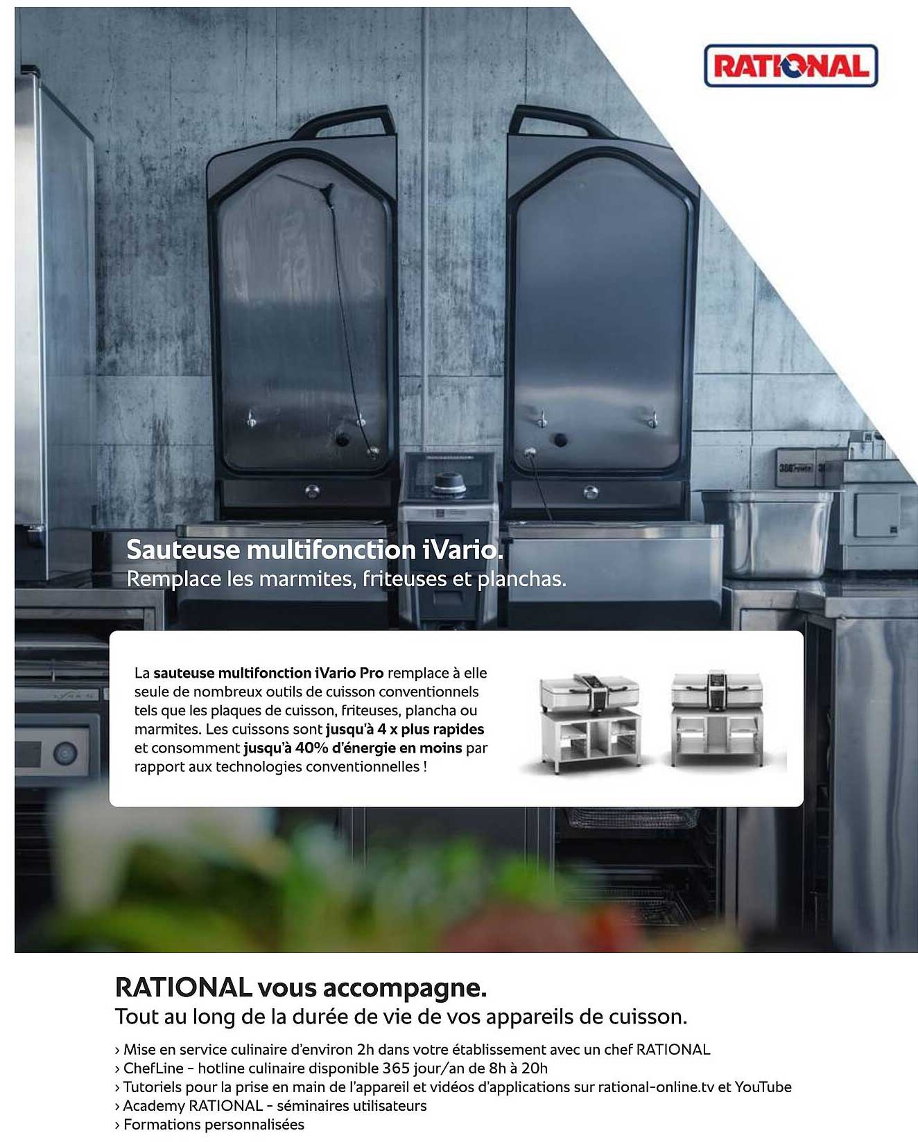 Sauteuse multifonction iVario. Remplace les marmites, friteuses et planchas.