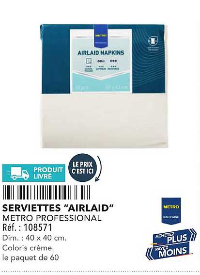 SERVIETTES “AIRLAID” METRO PROFESSIONAL