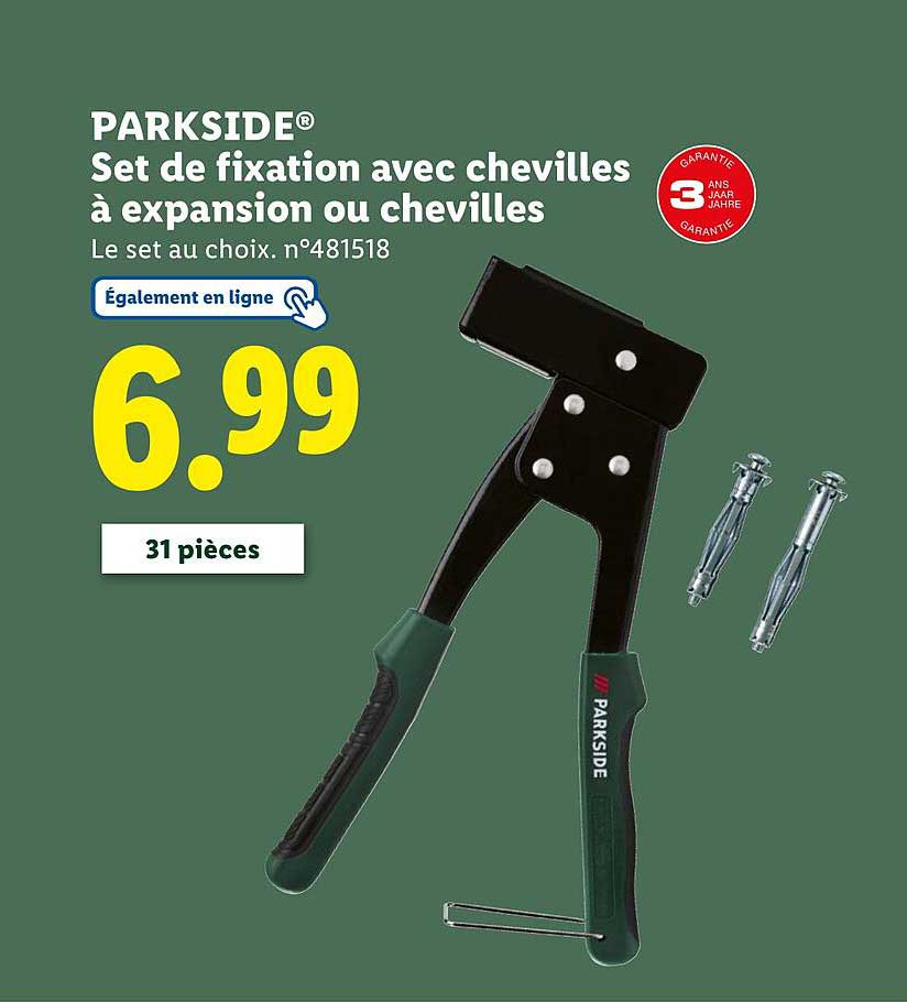 Set de fixation avec chevilles à expansion ou chevilles