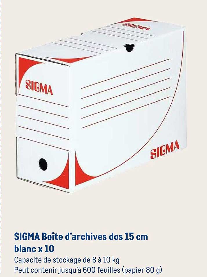 SIGMA Boîte d'archives dos 15 cm blanc x 10