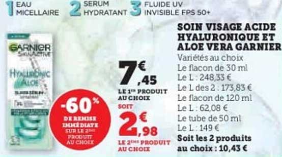 SOIN VISAGE ACIDE HYALURONIQUE ET ALOE VERA GARNIER