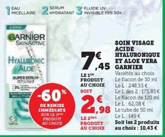 SOIN VISAGE ACIDE HYALURONIQUE ET ALOE VERA GARNIER