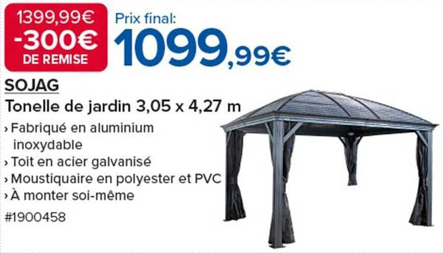 SOJAG Tonelle de jardin 3,05 x 4,27 m