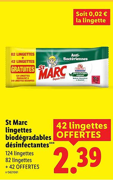 St Marc lingettes biodégradables désinfectantes***