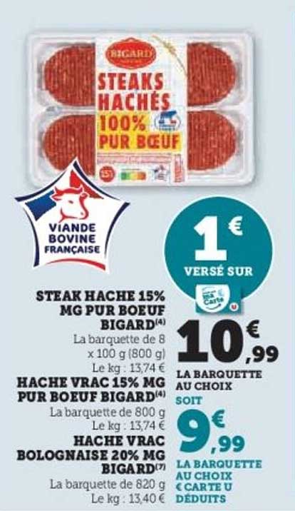STEA K HACHE 15% MG PUR BOEUF BIGARD