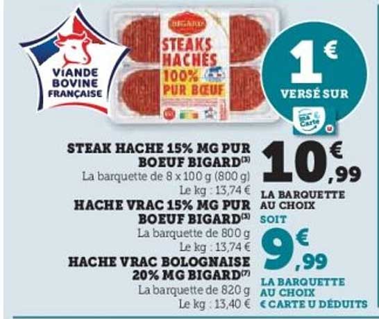 Steak Haché 15% MG Pur Bœuf Bigard
