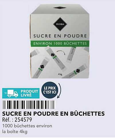 SUCRE EN POUDRE EN BÛCHETTES