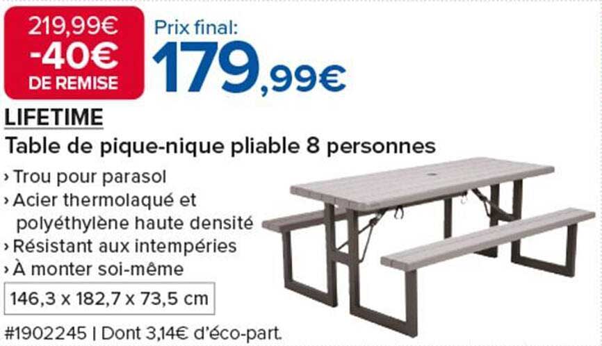 Table de pique-nique pliable 8 personnes