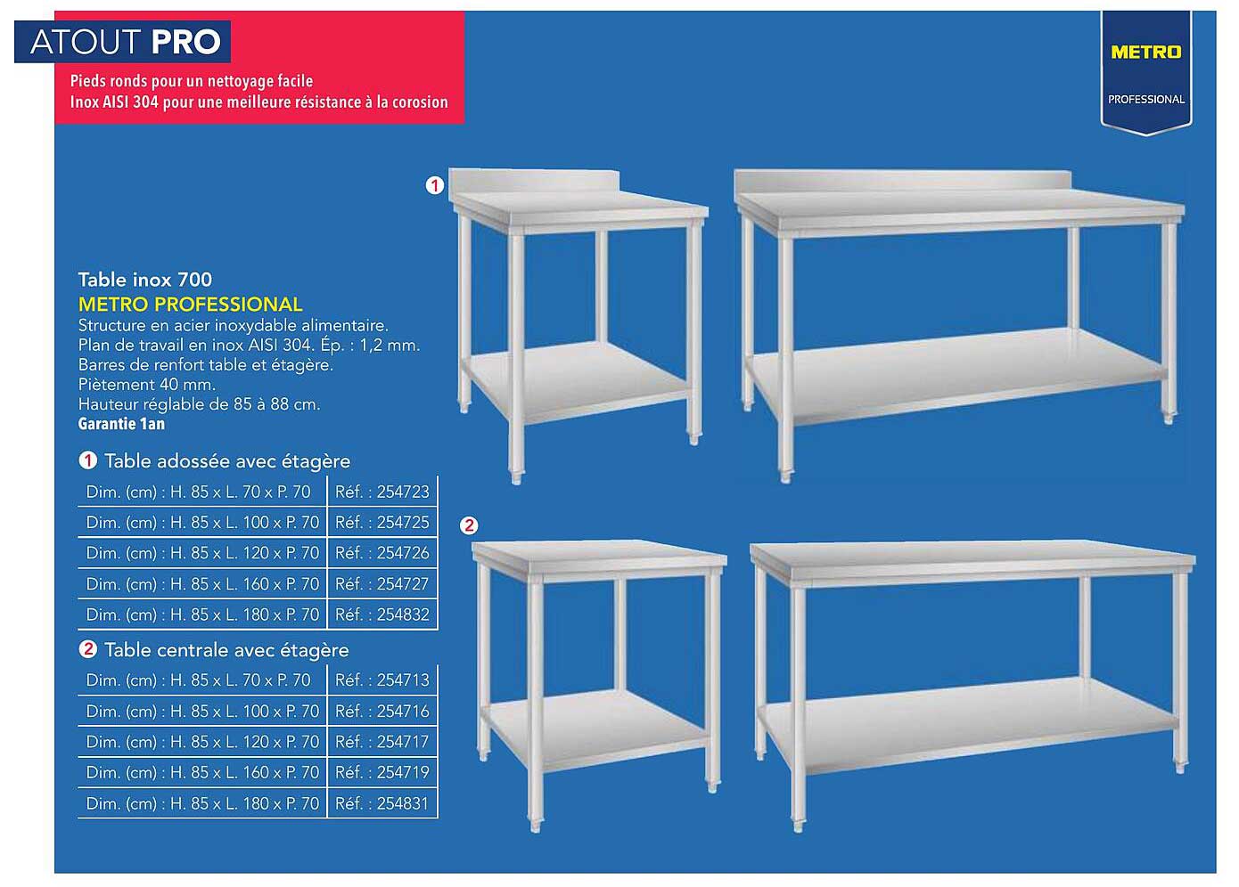 Table inox 700 METRO PROFESSIONAL